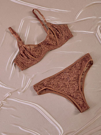 Σετ εσωρούχων απο δαντέλα σε καφέ