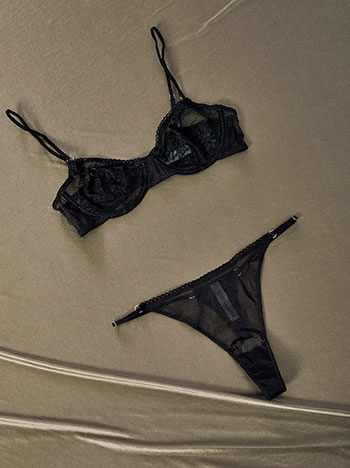 Lingerie set semi sheer in black
