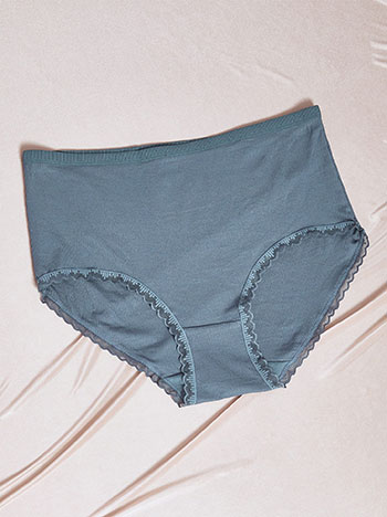 Σλιπ ψηλόμεσο με βαμβάκι σε πετρόλ