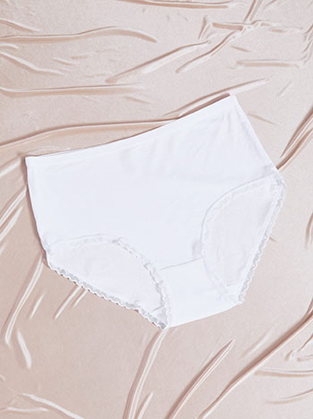 Σλιπ ψηλόμεσο με βαμβάκι σε λευκό