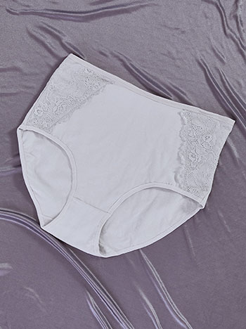 Brief with lace details in grey