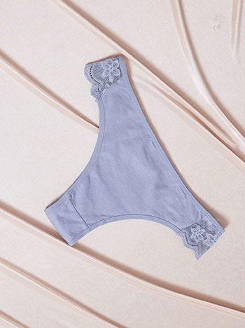 Σλιπ με δαντέλα σε μπλε ραφ