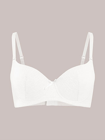 Bra with textured fabric in white