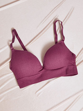 Bra ribbed in wine red