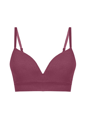 Bra ribbed in wine red