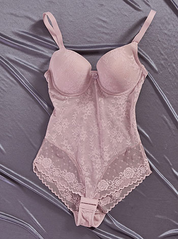 Κορμάκι από δαντέλα σε μωβ ανοιχτό