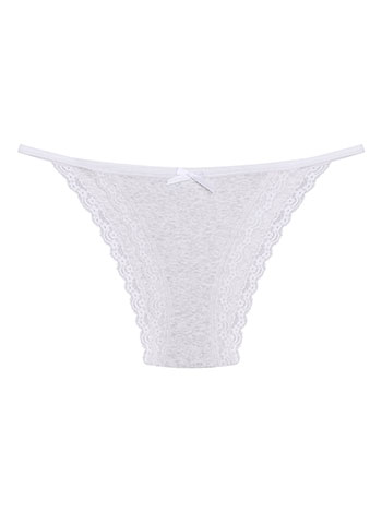 Ribbed brief with lace in light grey