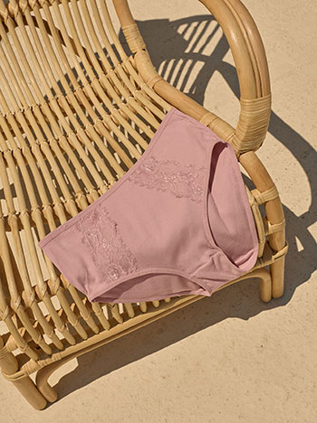 Monochrome ribbed briefs in dusty pink