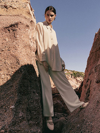 Σετ με πουκάμισο και παντελόνα σε μπεζ