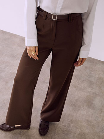 Trousers monochrome with belt in brown
