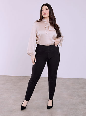 Trousers with decorative details in black