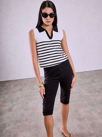 Capri leggings with cotton in black
