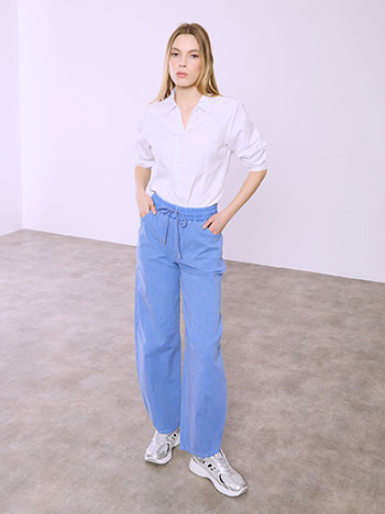 Trousers barrel denim like in blue