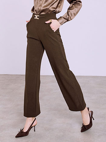 Trousers elastic with metallic detail in brown