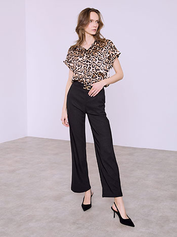 Trousers elastic with metallic detail in black