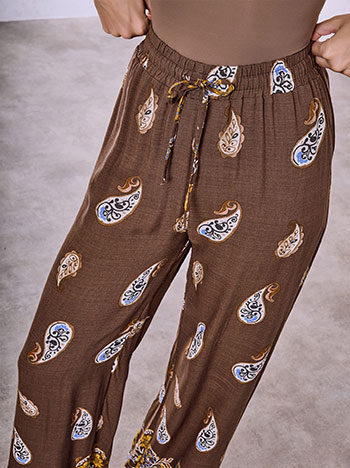 Viscose paisley wide leg trousers in brown