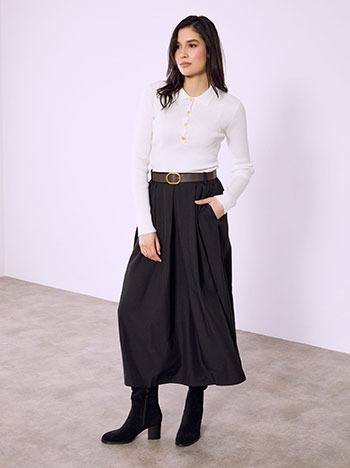 Skirt maxi with pleats in black