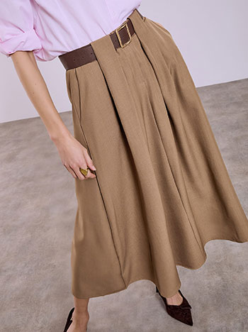 Skirt midi with pleats in brown