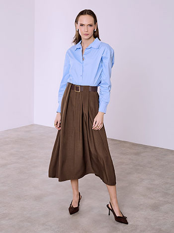 Skirt midi with pleats in dark brown