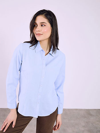 Shirt with decorative seams in sky blue