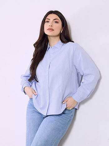 Shirt with decorative seams in sky blue