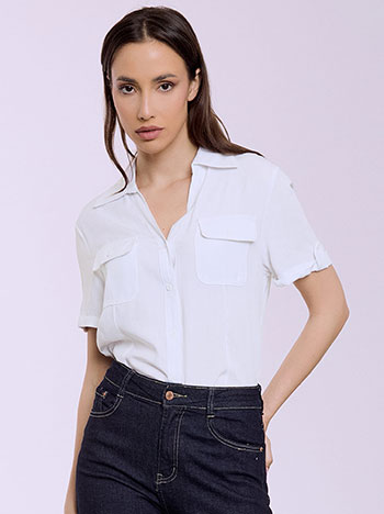 Shirt with cotton in white