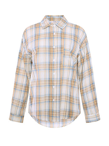 Shirt plaid asymmetric in beige, 9.99 | Celestino
