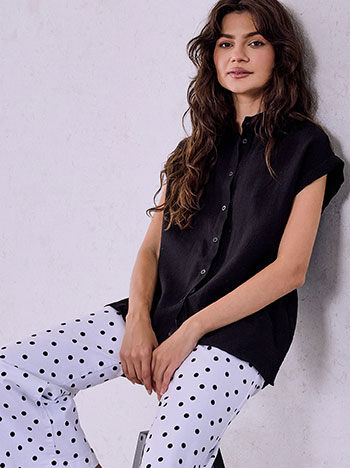 Shirt with viscose in black