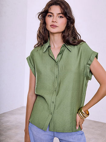 Shirt with viscose in khaki
