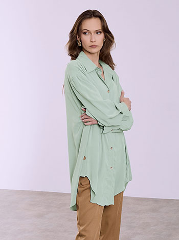 Shirt with side buttons in light khaki