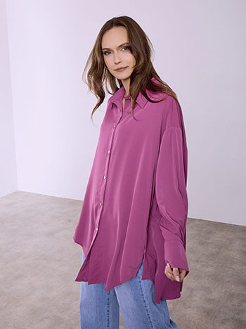 Πουκαμίσα με κουμπιά στο πλάι σε magenta
