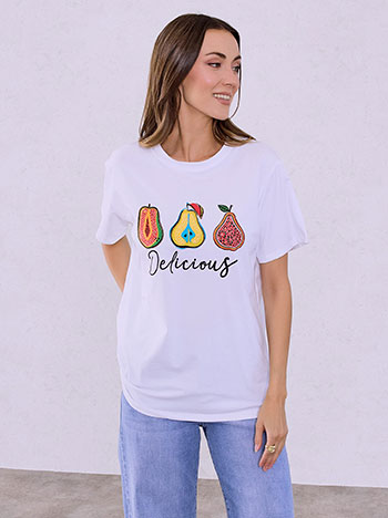 T-shirt Delicious σε λευκό