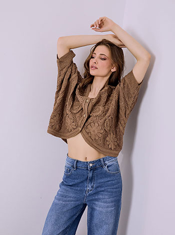 Ζακέτα βαμβακερή σε καφέ