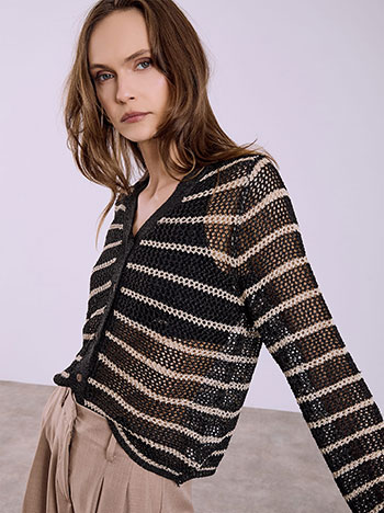 Openwork cardigan in black