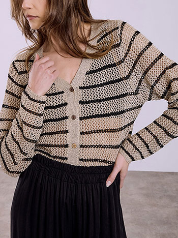 Openwork cardigan in beige