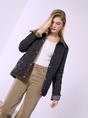 Jacket with suede details in black