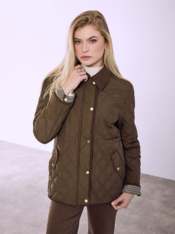 Jacket with suede details in dark brown