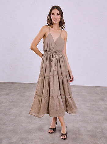 Φόρεμα μάξι από βαμβάκι σε καφέ