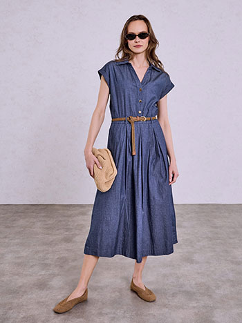 Φόρεμα μίντι με τζιν όψη σε μπλε