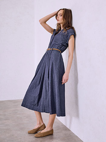 Φόρεμα μίντι με τζιν όψη σε σκούρο μπλε