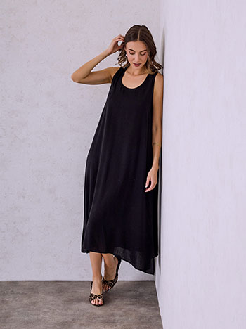 Φόρεμα ασύμμετρο μίντι σε μαύρο