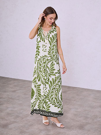 Maxi viscose dress in green