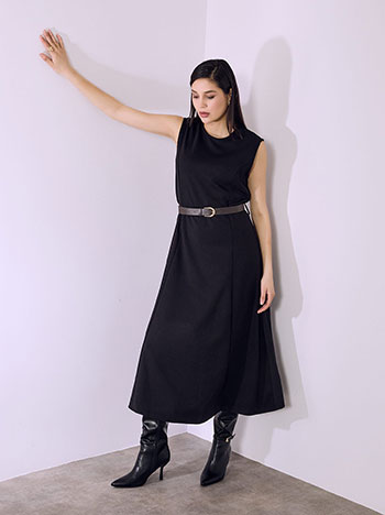 Dress midi sleeveless with viscose in black