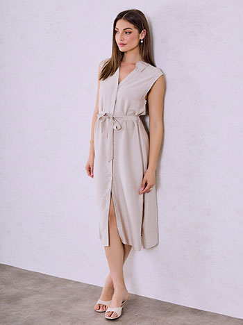 Σεμιζιέ φόρεμα με βισκόζη σε μπεζ