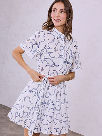 Dress mini with perforated details in blue