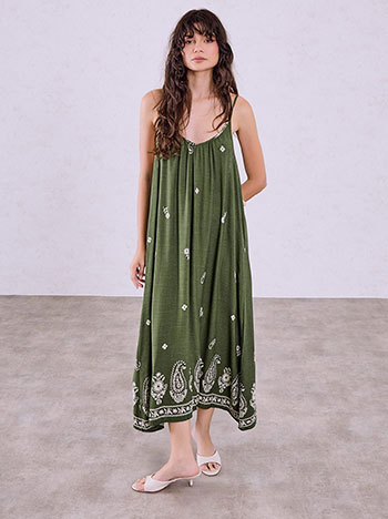 Dress maxi paisley in khaki