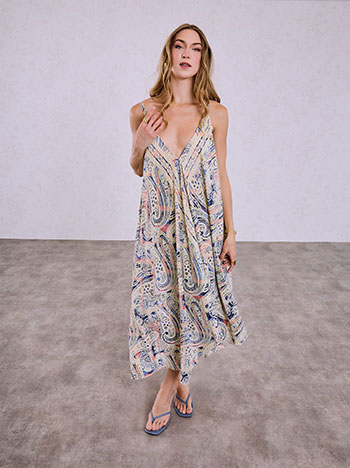 Φόρεμα μάξι εμπριμέ oversized σε μπλε