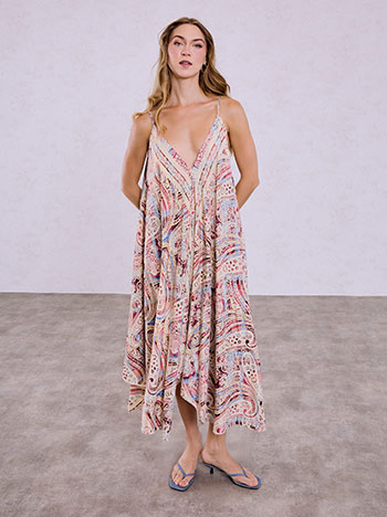 Maxi printed oversized dress in purple