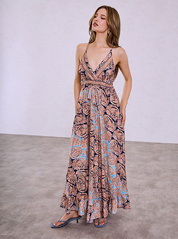Paisley dress in dark blue