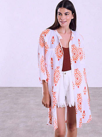 Kaftan shirt with pockets in orange